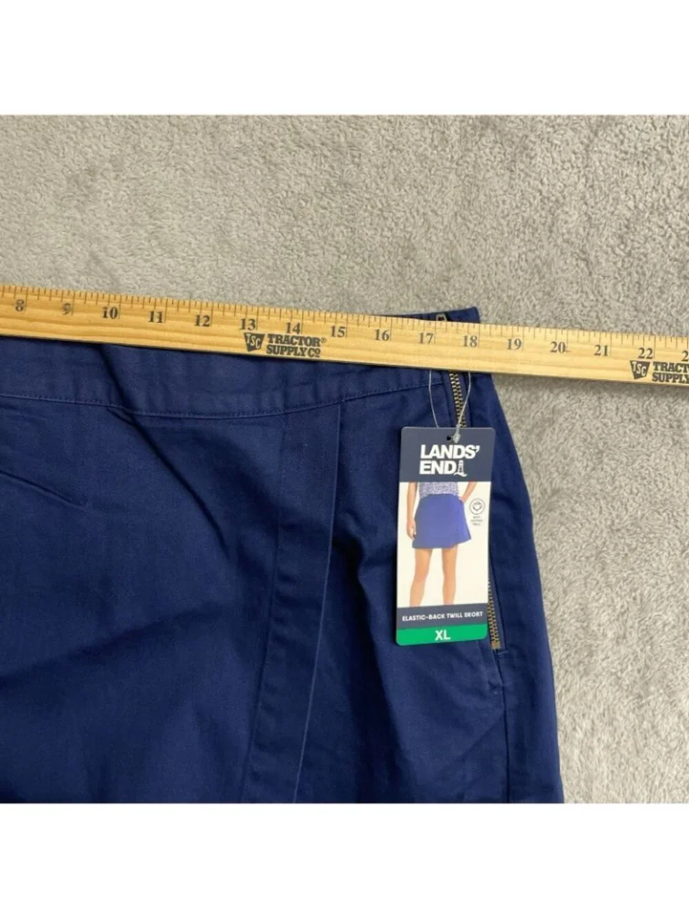 NWT Lands' End Women's XL Elastic-Back Twill Wrap Skorts Soft Cotton Navy  B0932
